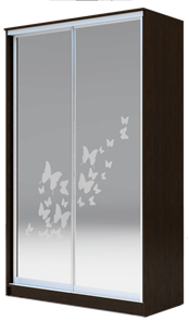 Шкаф 2-х створчатый 2300х1682х420 два зеркала, "Бабочки" ХИТ 23-4-17-66-05 Венге Аруба в Томске
