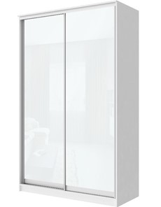 Шкаф 2-х створчатый Хит-22-14-22 с цветным стеклом, белое №10, Белый корпус в Томске