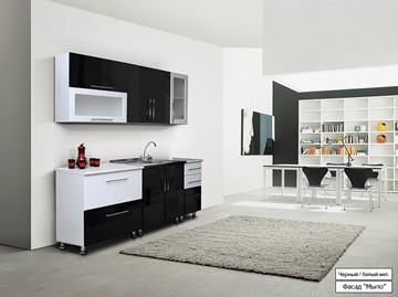 Модульная кухня Мыло 224 2000х918, цвет Черный/Белый металлик в Томске