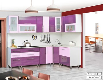 Кухонный угловой гарнитур Мыло 224 2600х1600, цвет Фиолет/Пастель фиолет в Томске