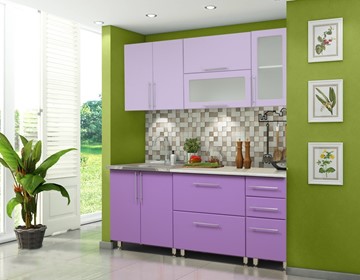 Гарнитур на кухню Мыло 224 2000х718, цвет Фиолет/Пастель фиолет в Томске