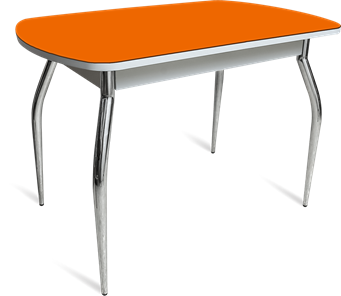 Стол на кухню ПГ-04 СТ белое/оранжевое/хром фигурные в Томске - предосмотр