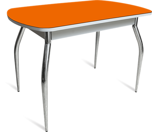 Стол на кухню ПГ-04 СТ белое/оранжевое/хром фигурные в Томске - изображение