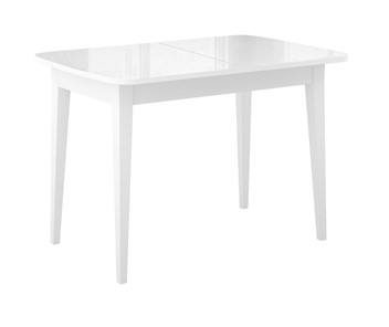 Кухонный стол раскладной Dikline M120 Белый/стекло белое глянец/ножки MM белые в Томске