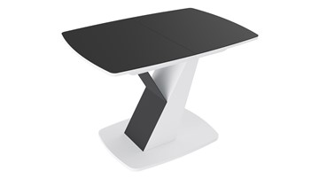 Обеденный раздвижной стол Гарда тип 1, цвет Белый/Стекло матовое черный графит в Томске