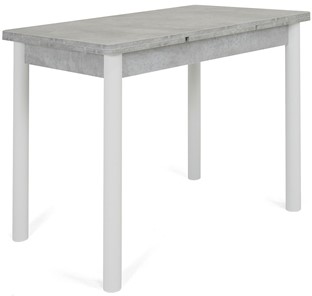 Кухонный стол раскладной Милан-1 EVO, ноги металлические белые, светлый цемент в Томске