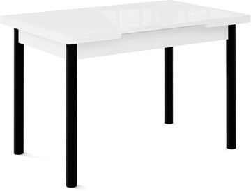 Обеденный раздвижной стол Милан-2 EVO, ноги черные, стекло белое/белый в Томске