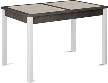 Кухонный стол раздвижной Ницца-2 ПЛ (ноги белые, плитка бежевая/серый камень) в Томске