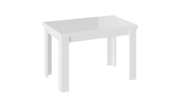 Обеденный раздвижной стол Норман тип 1, цвет Белый/Стекло белый глянец в Томске - изображение