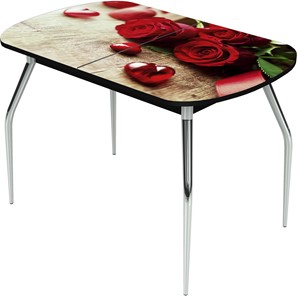 Обеденный раздвижной стол Ривьера исп.1 ноги метал. крашеные №24 Фотопечать (Цветы №33) в Томске