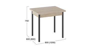 Кухонный раздвижной стол Родос тип 2 с опорой d40 (Черный муар/Дуб Сонома) в Томске - предосмотр 2