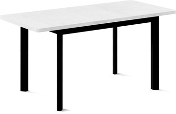 Обеденный раздвижной стол Токио-2L (ноги металлические черные, белый цемент) в Томске - предосмотр 1