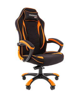 Кресло игровое CHAIRMAN GAME 28 Полиэстер комбинированная ткань оранжевый/черный в Томске