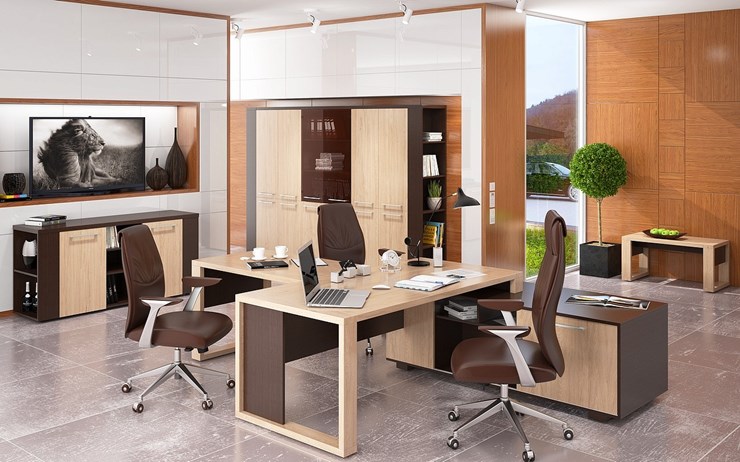 Кабинет руководителя ALTO с высоким шкафом для одежды, низким для документов и журнальным столиком в Томске - изображение 5