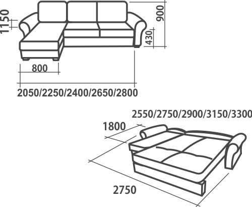 Угловой диван Аккордеон-1, 290 (круглые подлокотники) с коробом в Томске - изображение 2