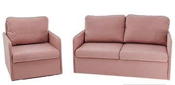 Мебельный комплект Амира розовый диван + кресло в Томске