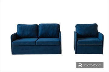 Мебельный набор Амира синий диван + кресло в Томске