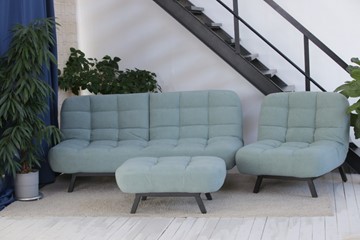 Комплект мебели Абри цвет мята кресло + диван + пуф опора металл в Томске