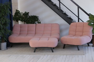 Комплект мебели Абри розовый кресло + диван + пуф опора металл в Томске