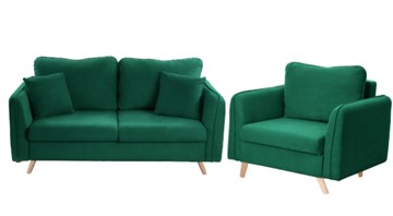 Комплект мебели Бертон изумрудный диван+ кресло в Томске