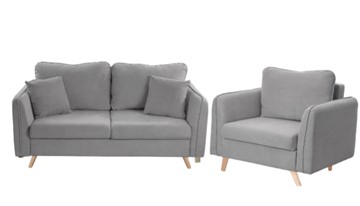 Комплект мебели Бертон серый диван+ кресло в Томске