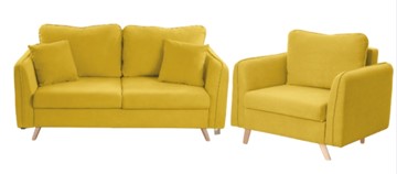 Комплект мебели Бертон желтый диван+ кресло в Томске