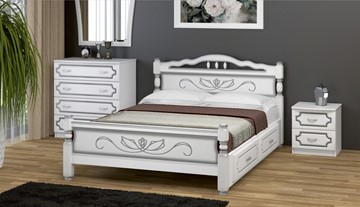 Кровать с выкатными ящиками Карина-5 (Белый Жемчуг) 160х200 в Томске