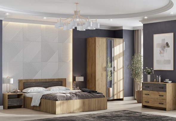 Модульная спальня МСП-1 №1, дуб золотой/камень темный в Томске - изображение