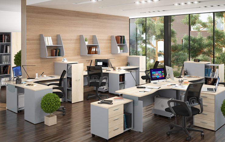 Офисный набор мебели OFFIX-NEW для 4 сотрудников с двумя шкафами в Томске - изображение 1