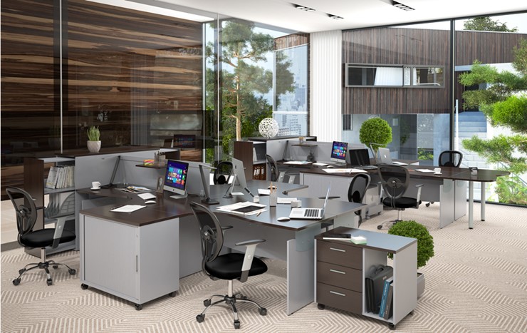Офисный комплект мебели OFFIX-NEW для двух сотрудников и руководителя в Томске - изображение 1