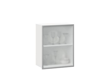 Шкаф на кухню 600, Шервуд, со стеклом правый, ЛД 281.352.000.116, белый/серый в Томске