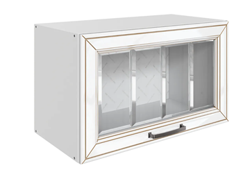 Шкаф на кухню Атланта L600 Н360 (1 дв. рам.) эмаль (белый/белый глянец патина золото) в Томске