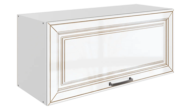 Кухонный навесной шкаф Атланта L800 Н360 (1 дв. гл.) эмаль (белый/белый глянец патина золото) в Томске