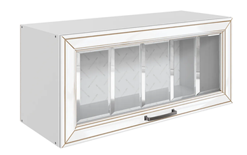 Навесной кухонный шкаф Атланта L800 Н360 (1 дв. рам.) эмаль (белый/белый глянец патина золото) в Томске