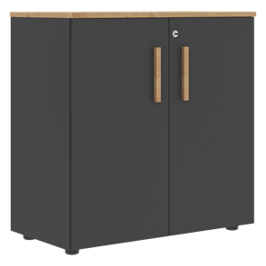 Низкий шкаф широкий с малыми дверцами FORTA Графит-Дуб Гамильтон  FLC 80.1(Z) (798х404х801) в Томске