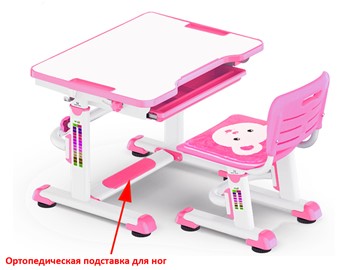 Растущая парта и стул Mealux BD-08 Teddy, pink, розовая в Томске