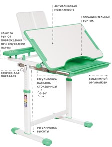 Растущая парта и растущий стул SET HOLTO-17А, зеленый в Томске - предосмотр 5