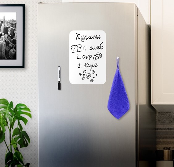 Доска магнитно-маркерная на холодильник BRAUBERG, 30х21 см с маркером, магнитом и салфеткой в Томске - изображение 2